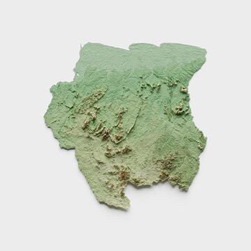 Suriname Topographic Relief Map  - 3D Render