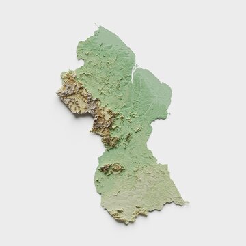 Guyana Topographic Relief Map  - 3D Render