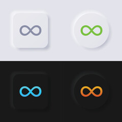 Infinity sign button icon set, Multicolor neumorphism button soft UI Design for Web design, Application UI and more, Button, Vector.