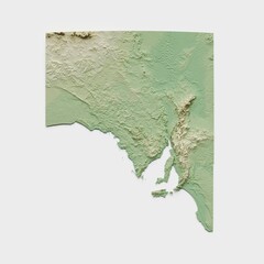 South Australia Topographic Relief Map  - 3D Render