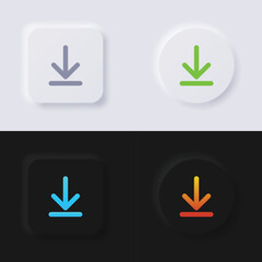 Download button, Arrow Icon set, Multicolor neumorphism button soft UI Design for Web design, Application UI and more, Button, Vector.