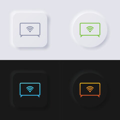 Smart TV button icon set, Multicolor neumorphism button soft UI Design for Web design, Application UI and more, Button, Vector.
