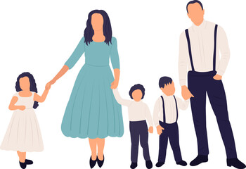 family, parents and children in flat style, isolated vector