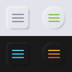 Setting symbol or Control icon set, Multicolor neumorphism button soft UI Design for Web design, Application UI and more, Button, Vector.