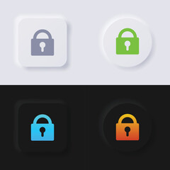 Padlock button icon set, Multicolor neumorphism button soft UI Design for Web design, Application UI and more, Button, Vector.