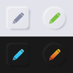 Pencil button icon set, Multicolor neumorphism button soft UI Design for Web design, Application UI and more, Button, Vector.