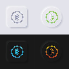 Thai baht currency symbol coin button icon set, Multicolor neumorphism button soft UI Design for Web design, Application UI and more, Button, Vector.