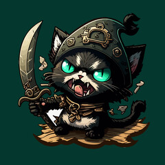 Furious Cat Pirates Vector
