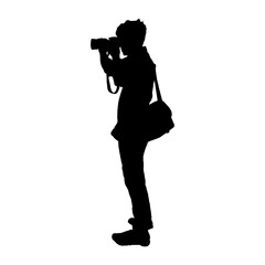 Fototapeta na wymiar Silhouettes man taking photos isolated on transparent background - PNG format