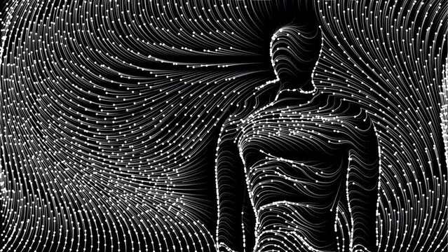 Artificial Intelligence on black background. Illustration.