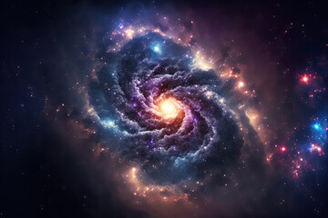 Obraz premium Cosmos background with nebula clouds and stars at night. Generative AI