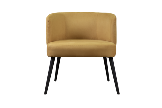 Soft yellow chair made of velor upholstery with crash effect, interior chair on a transparent background - Powered by Adobe