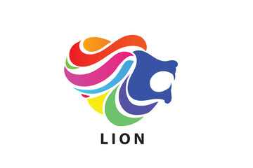 creative design logo about lion in colorful design