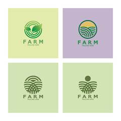 Farm  agriculture organic  logo design illustration of agriculture business, crop field, pasture, milk, Design Concept, Creative Symbol, Icon,Template