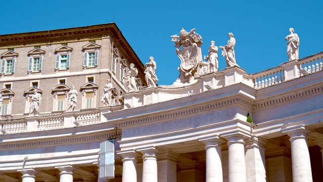 St Peter's Papal Basilica in Vatican, Rome, Italy. San Pietro Cathedral is the most renowned work of Renaissance architecture and the largest church in the world, where pope presides liturgies.
