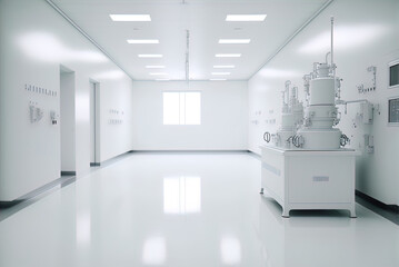 A white, sterile hi-tech clean room.