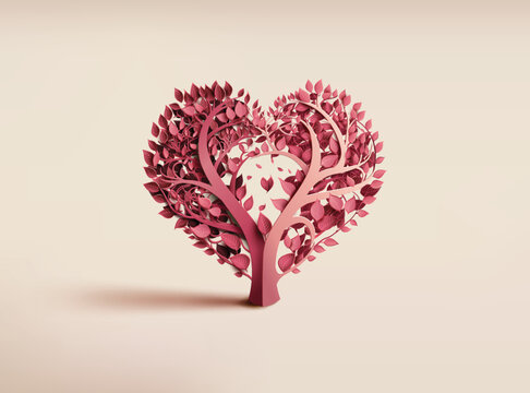 Love and Valentine day ,red light love tree .