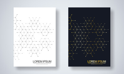 Abstract geometric covers and brochures with isometric vector blocks, and polygon shape patterns