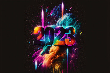 Fototapeta na wymiar New Year 2023 - Generative Ai