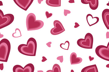 Modern abstract background with pink hearts. Vector illustration on a white background