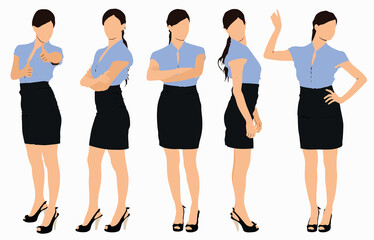 Illustration of set of businesswomen standing in pose.