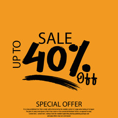 Sale Discount Tag 40% Percent Off Typography Text Yellow Background advertising marketing sales