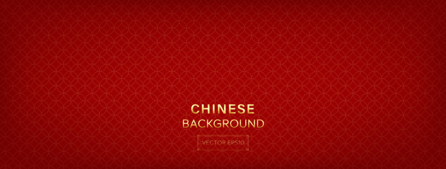 Oriental style pattern on red banner background, Chinese new year theme