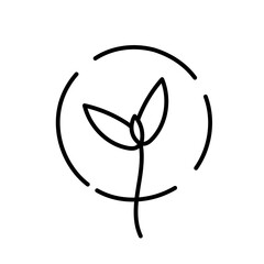 Young plant shoot. Seedling germination. Sprout plants growing. Vector line icon. Editable outline stroke.