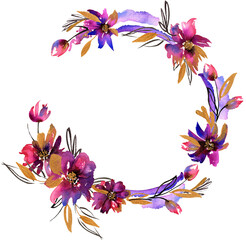 Pink and gold watercolor floral illustration. Hand painted background