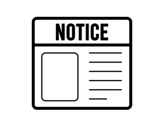 Notice icon. Vector newsprint isolated on white background