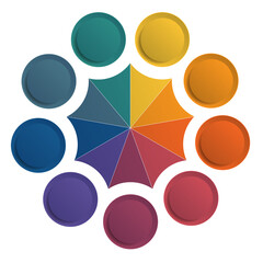 Colored buttons, template for infographics 9 positions