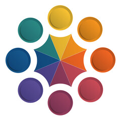 Colored buttons, template for infographics 8 positions