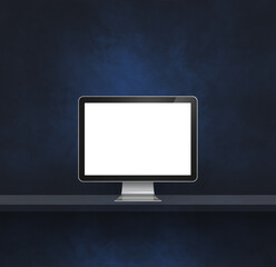 Computer pc on black shelf background