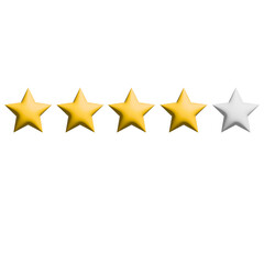 4 Stars Rating  sign and symbol on Transparent Background