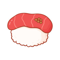 Sushi with tuna in doodle style. Png, vector illustration of asian food in cartoon style