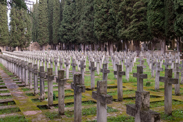 Old cemetery of Pamplona, where are buried soldiers of the Spanish civil war, almost a century...