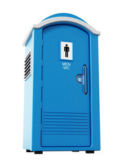 Portable blue men WC on transparent background.