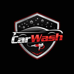 Car wash and auto detailing logo with buffer 