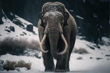 Mammoth standing. AI generated - obrazy, fototapety, plakaty