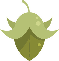 Jojoba aroma icon flat vector. Oil plant. Glass medicine isolated