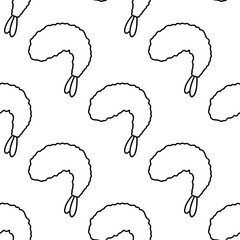 Japanese shrimp tempura pattern in doodle. Asian food for restaurants menu