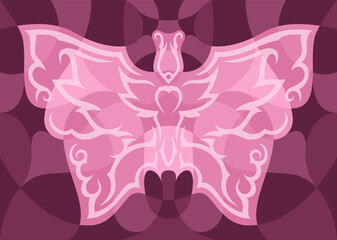 Art with pink decorative tribal butterfly shape