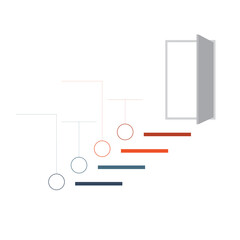 Ladder of success, leading up to an open door. Successful  strategy concept in infographics. Universal template for infographics 4 positions