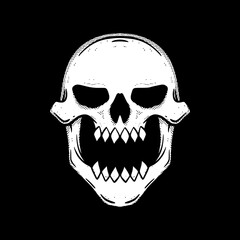 Skull art Illustration hand drawn black and white vector for tattoo, sticker, poster etc