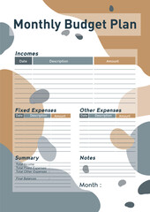 budged planner template with abstract background 