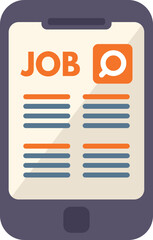 Online job icon flat vector. Computer interview. Search employment isolated