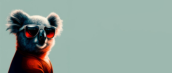 Trendy koala with sunglasses, strong, styled, athletic