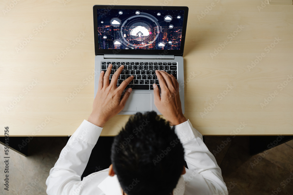 Poster cloud computing software for modish remote work and personal data storage