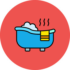 Hot Tub Multicolor Circle Filled Line Icon