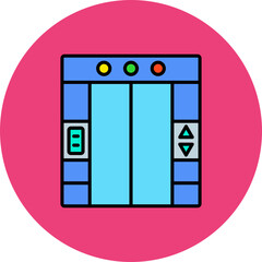 Elevator Multicolor Circle Filled Line Icon